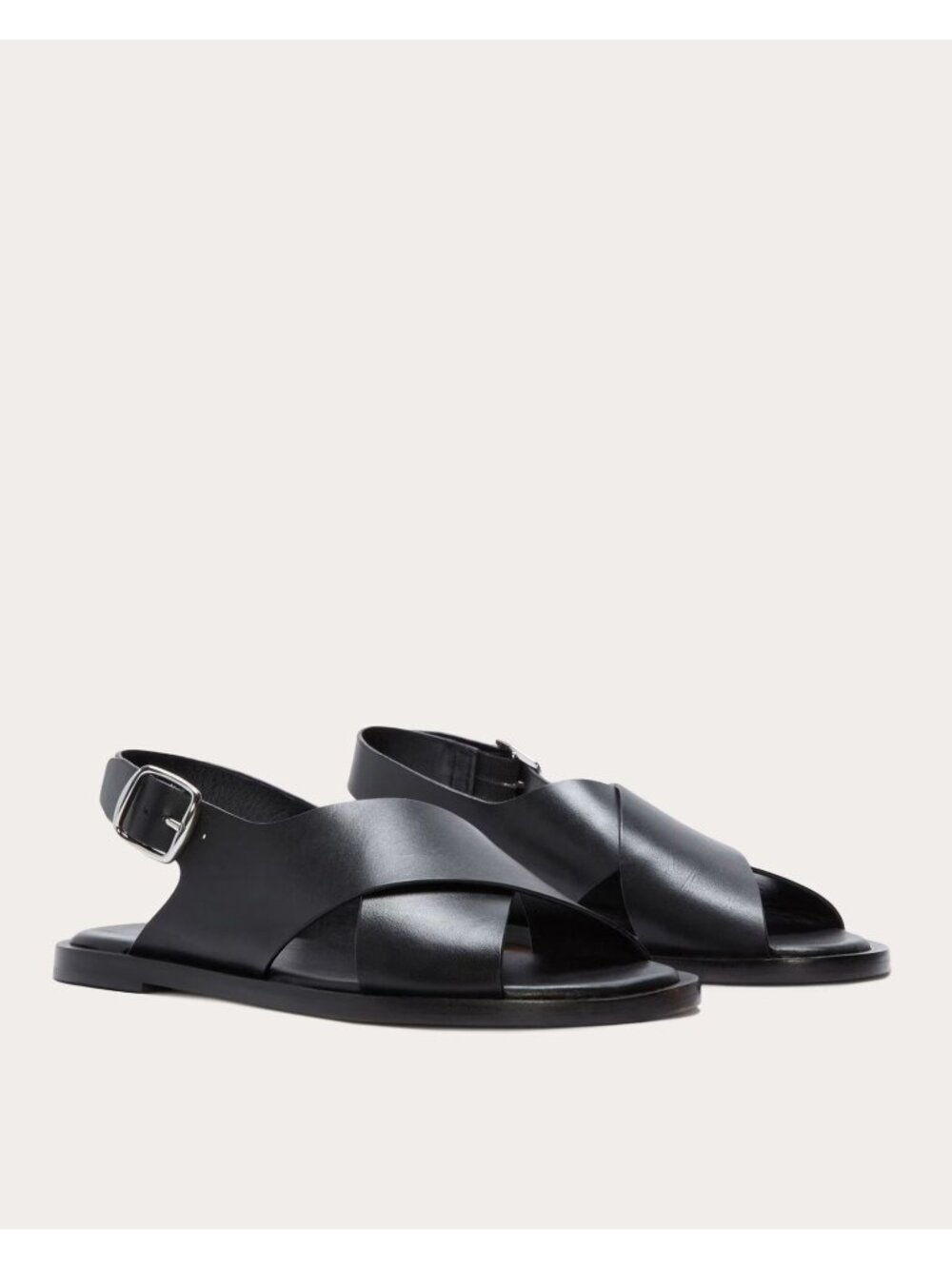 Everlane The City Crossover Sandals in Black 5.5 New Womens Leather Flats